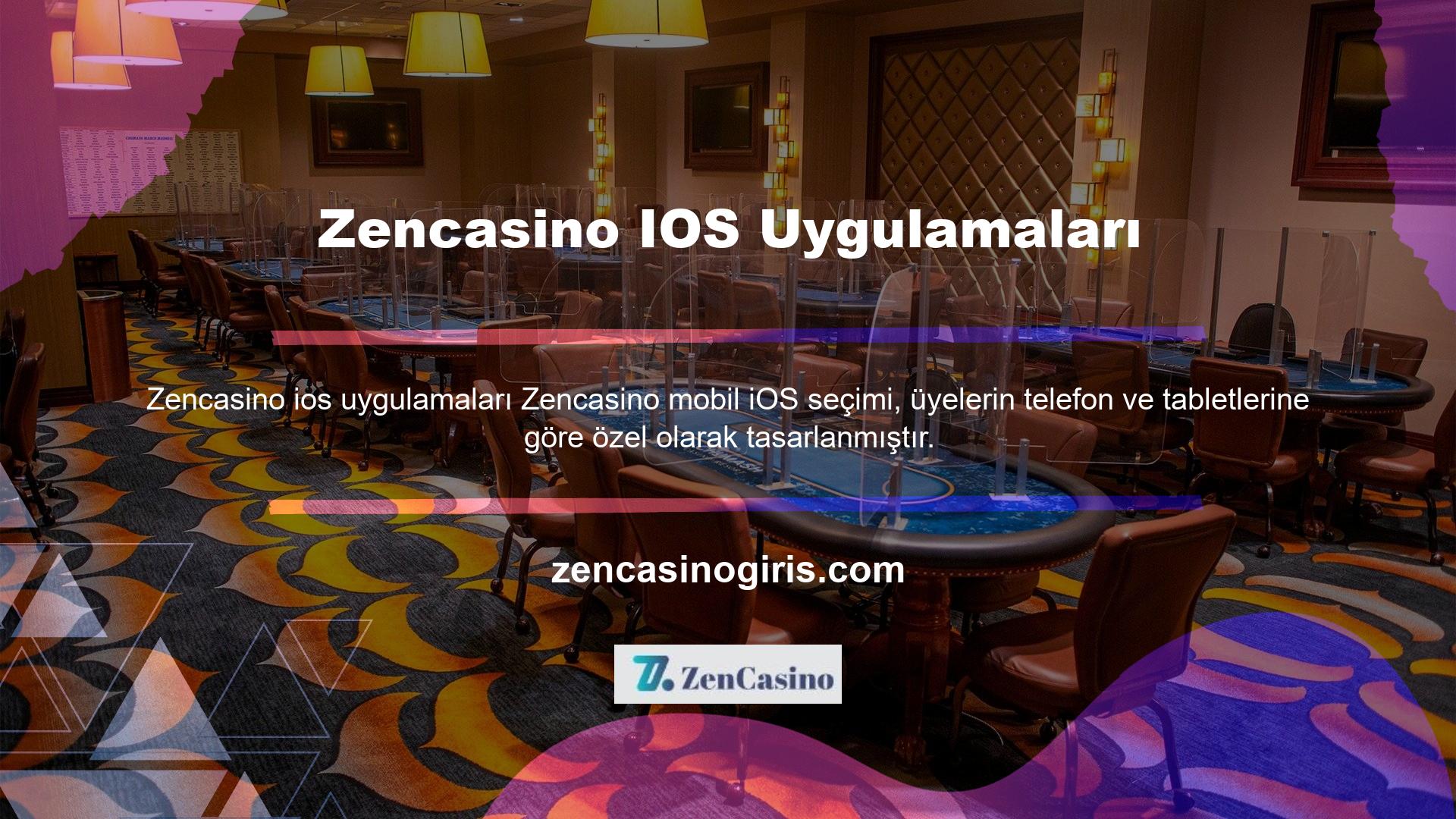 Giriş yaptıktan sonra görebileceğiniz gibi Zencasino, IOS uygulama seçeneğiyle birlikte oldukça kullanışlıdır